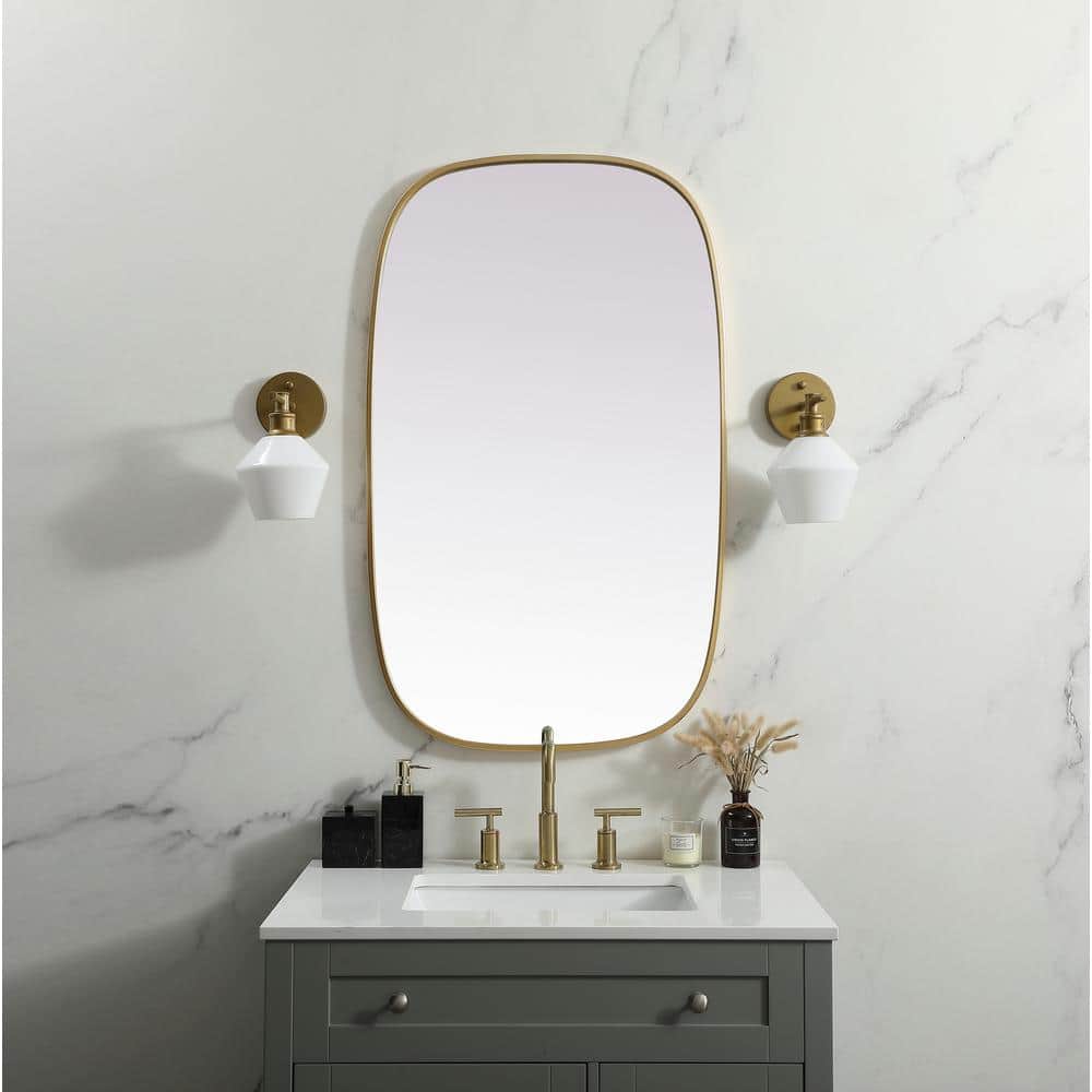 Brass Oval Metal Frame Bathroom Mirror