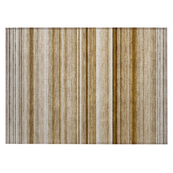Choclate 2 ft. x 3 ft. Woven Striped Polyester Rectangle Indoor/Outdoor Area Rug