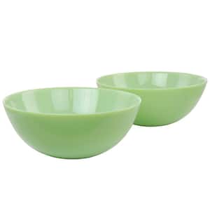 10 in. 80 fl. oz. Green Jadeite Glass Serving Bowl Set of 2