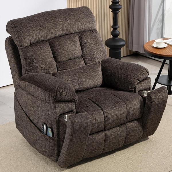 Top-Tier Flagship 4-Okin Motors Chenille Recliner Lift Sofa 2-Remote Controls, Pillow and 2-Cup Holder Chocolate