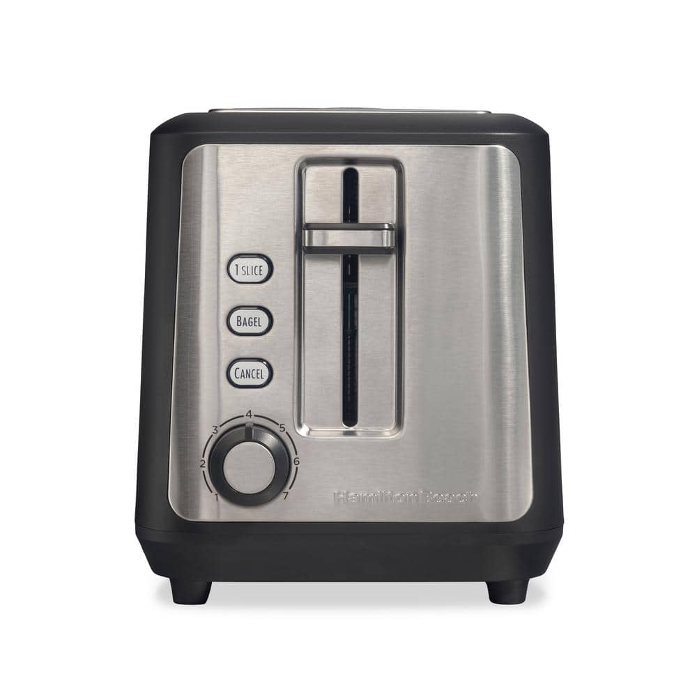 Matte Black and Stainless Steel 2-Slice Long Slot Toaster