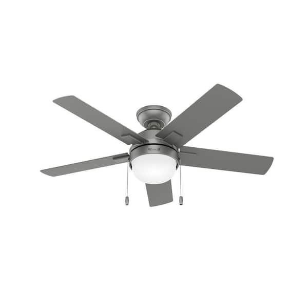Hunter Zeal 44 in. Indoor Matte Silver Ceiling Fan with Light Kit
