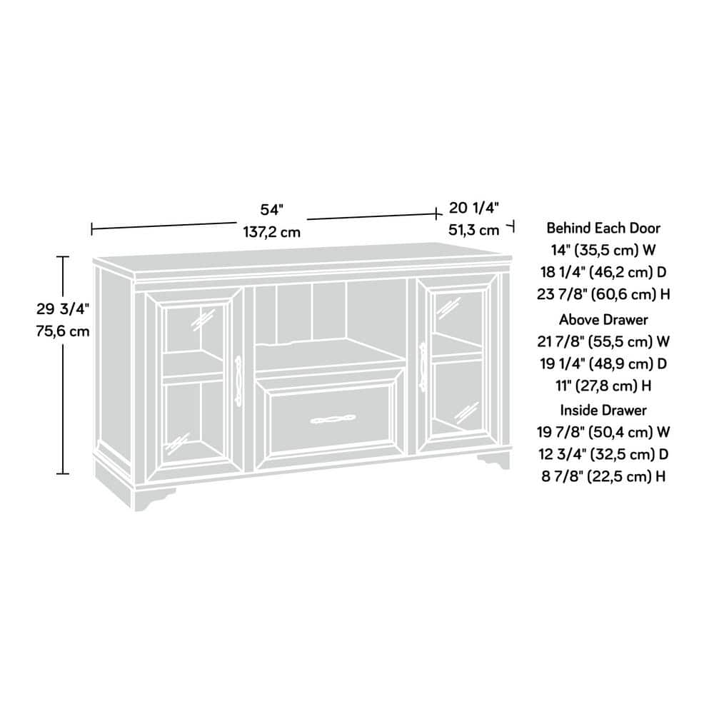 Brushed Oak 54" Wood Credenza with Drawer and Filing Cabinet