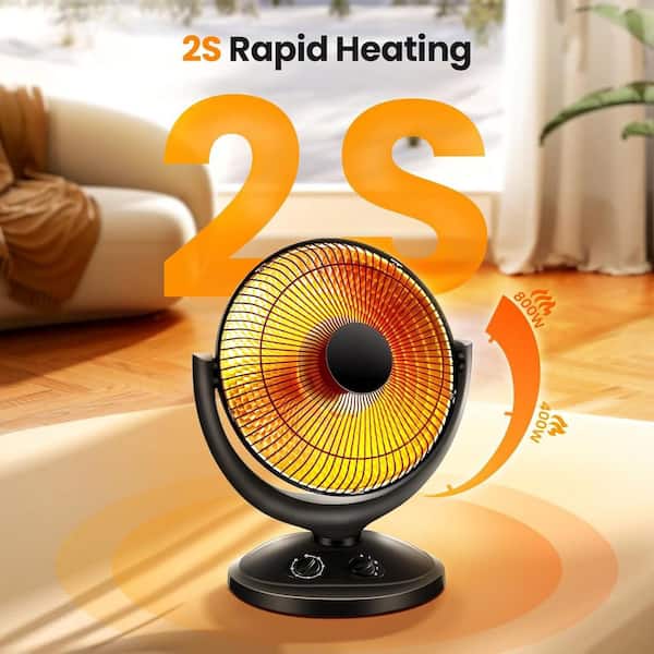 16.5 in. 800W Oscillating Parabolic Space Heater, Radiant Dish Heater with Thermostat, Timer, Overheating Protection