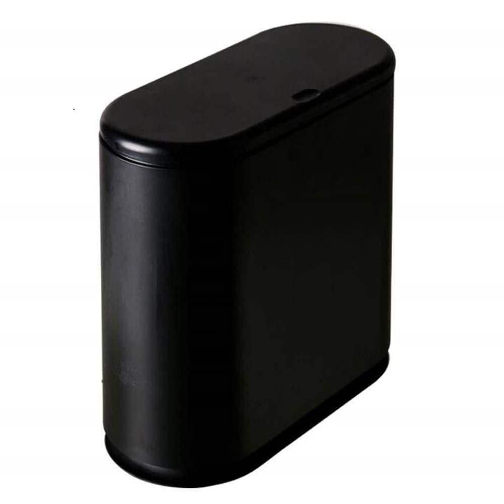 Matte Black Plastic Rectangular Bathroom Trash Can with Swing Lid