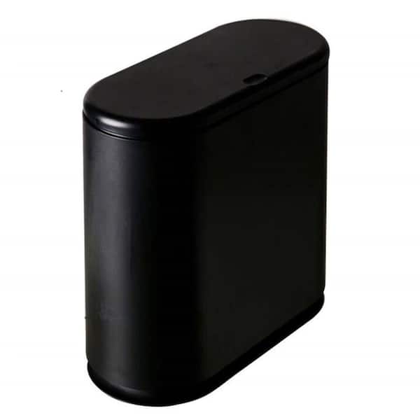 Dracelo 10 Liter Rectangular Plastic Trash Can Wastebasket with Press Type Lid in Black