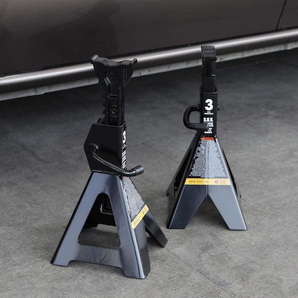 Torin 3-Ton, Capacity Steel Jack Stands in Black (2-Pack) AT43006B