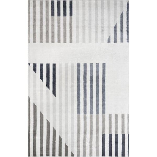 nuLOOM Robbi Modern Striped Light Gray 8 ft. x 10 ft. Area Rug