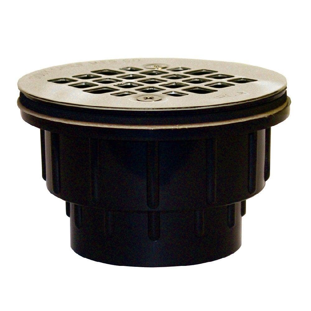 2 in. Black ABS Hub Shower Drain with Strainer