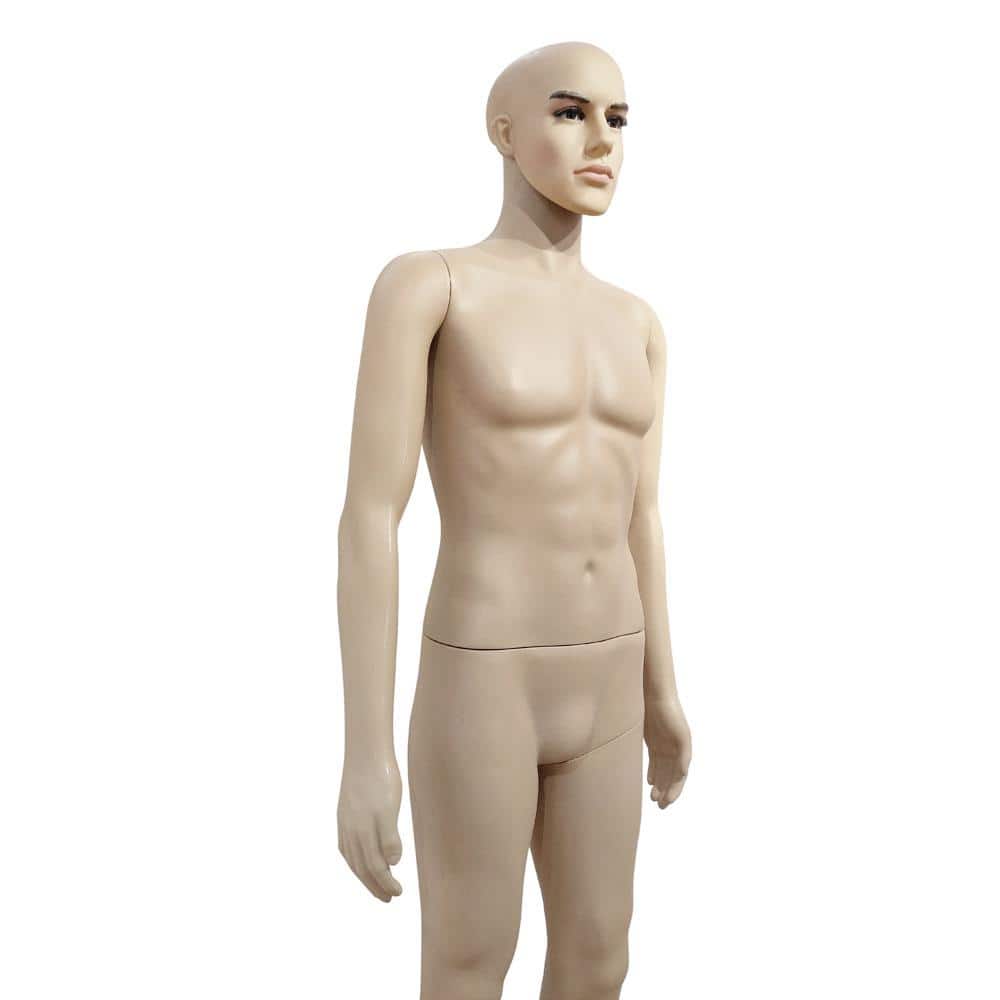Male Mannequin Head with Round Shoulder: White