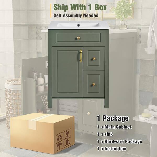 Qidian 24 in. W x 18. 4 in. D x 33. 8 in. H in Single Sink
