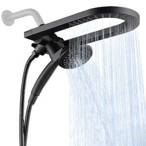U-Shape 5-Spray Patterns with 1.8 GPM 4 in. Wall Mount Dual Shower Head and Handheld Shower Head in Matte Black