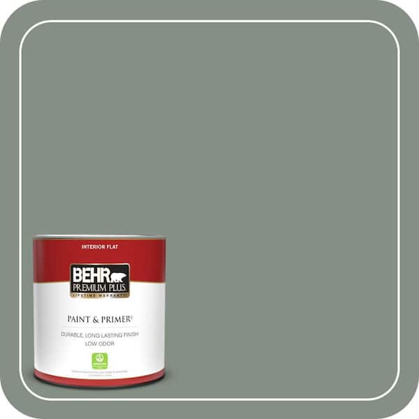 BEHR PREMIUM PLUS 1 qt. #ECC-49-3 Forest Moss Flat Low Odor Interior Paint & Primer