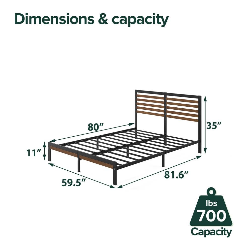 Kai Queen Bamboo and Metal Platform Bed Frame with Headboard
