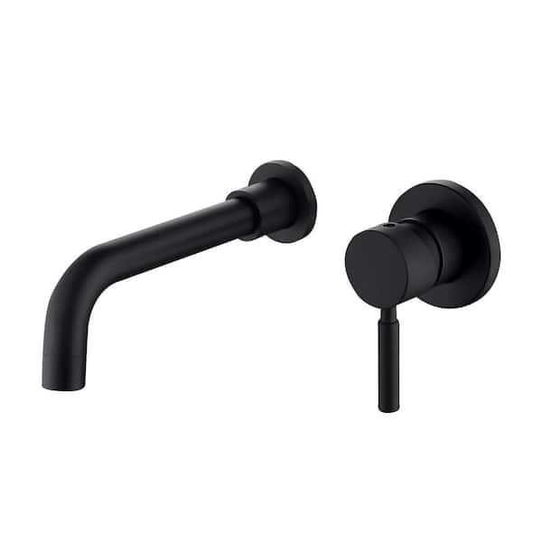 FORCLOVER Single Handle Wall Mounted Bathroom Faucet in Matte Black
