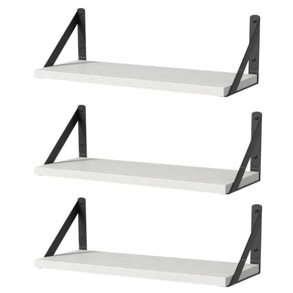 15.75"W x 5.9"D x 5"H Floating Shelves for Wall,Long Wood Floating Shelves Set of 3,White