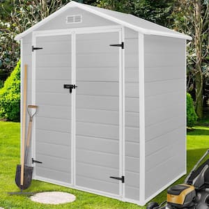 Gray 6 ft. W x 4 ft. D All-Weather Resin Patio Outdoor Plastic Storage Shed with Window & Reinforced Floor(24 sq. ft.)