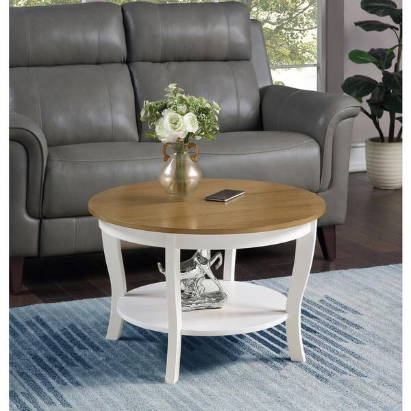 Convenience Concept S Inc American Heritage 30 In L Driftwood White 18 H Round Wood Coffee Table With Shelf R6 369 Round Wood Coffee Table With Shelf R6 369, American Heritage Round Coffee Table White
