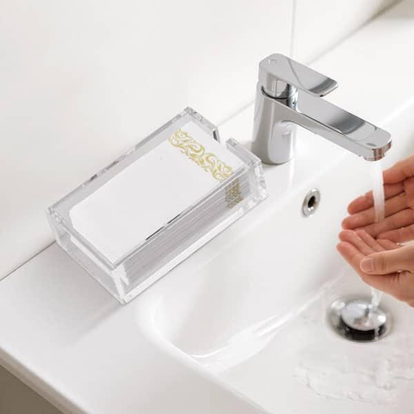 Acrylic Napkin Holder, 9.1 x 5.5 x 2.6 in., Clear Bathroom Guest Towel Storage Tray, Disposable Paper Towel Holder