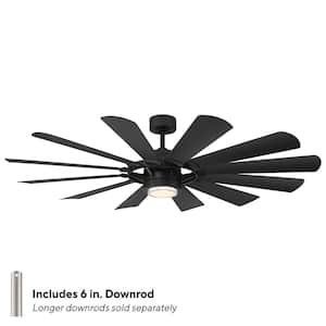 Wyndmill 65 in. Smart Indoor/Outdoor 12-Blade Ceiling Fan Matte Black with 3000K LED and Remote Control