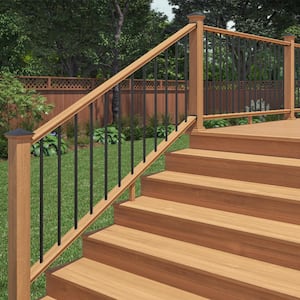 6 ft. Cedar Moulded Stair Rail Kit with Aluminum Round Balusters