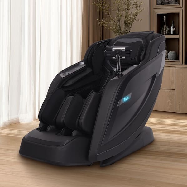 Pro 8500 MAX Black Faux Leather Reclining 4D Massage Chair with Zero Gravity, Heated Lumbar, Extended Dual Rail Tracks