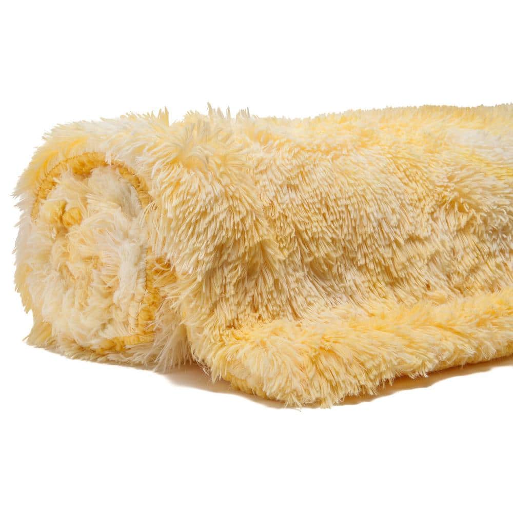 Yellow Faux Fur Sherpa Reversible Toddler Blanket