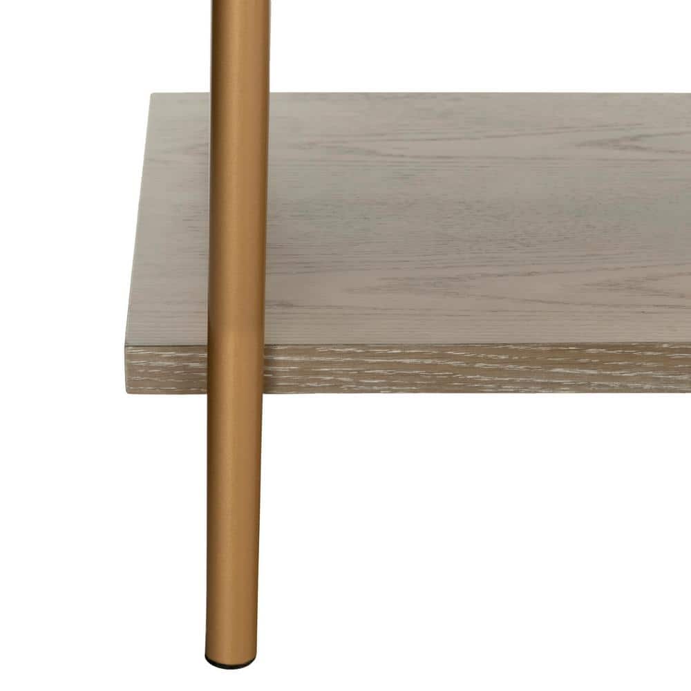 Rustic Oak and Gold Quintuple-Tier Etagere