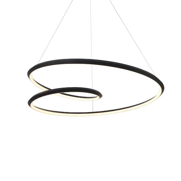 KUZCO Ampersand 39 in. 1 Light 94-Watt Black Integrated LED Pendant Light