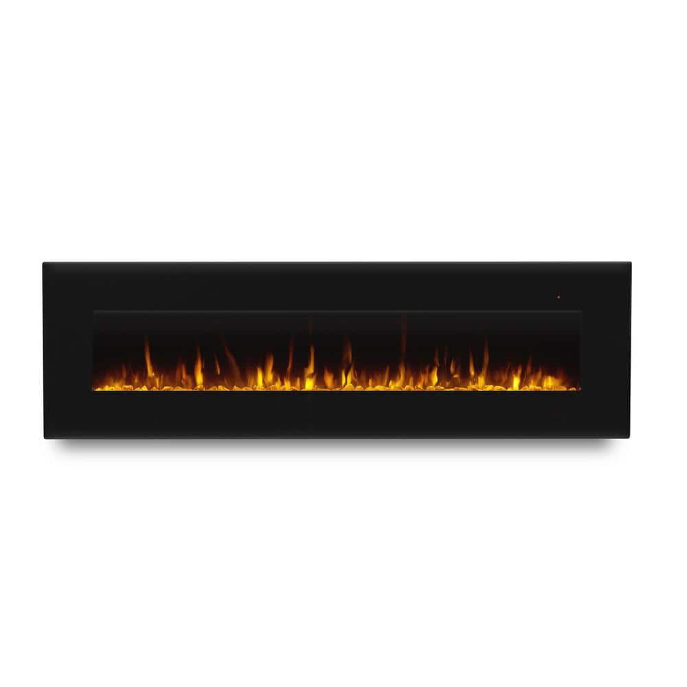 Corretto 72" Black Wall Mounted Electric Fireplace with Mantel