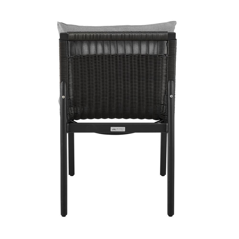 Cayman Gray Aluminum and Rattan Outdoor Dining Chairs with Cushions - Set of 2