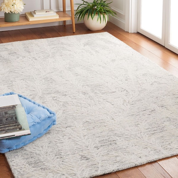 Metro 8 ft. x 10 ft. Gray/Ivory Marle Floral Area Rug