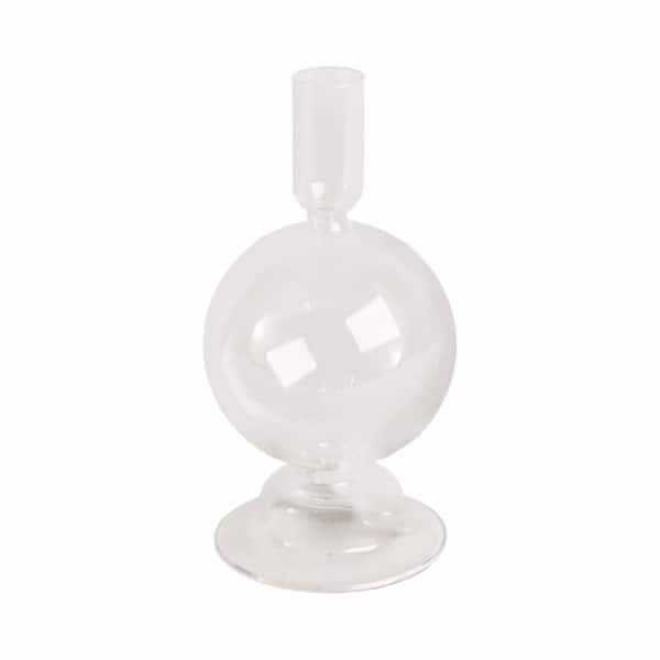 Liv & Skye Clear 7 in. Glass Bubble Taper Candle Holder