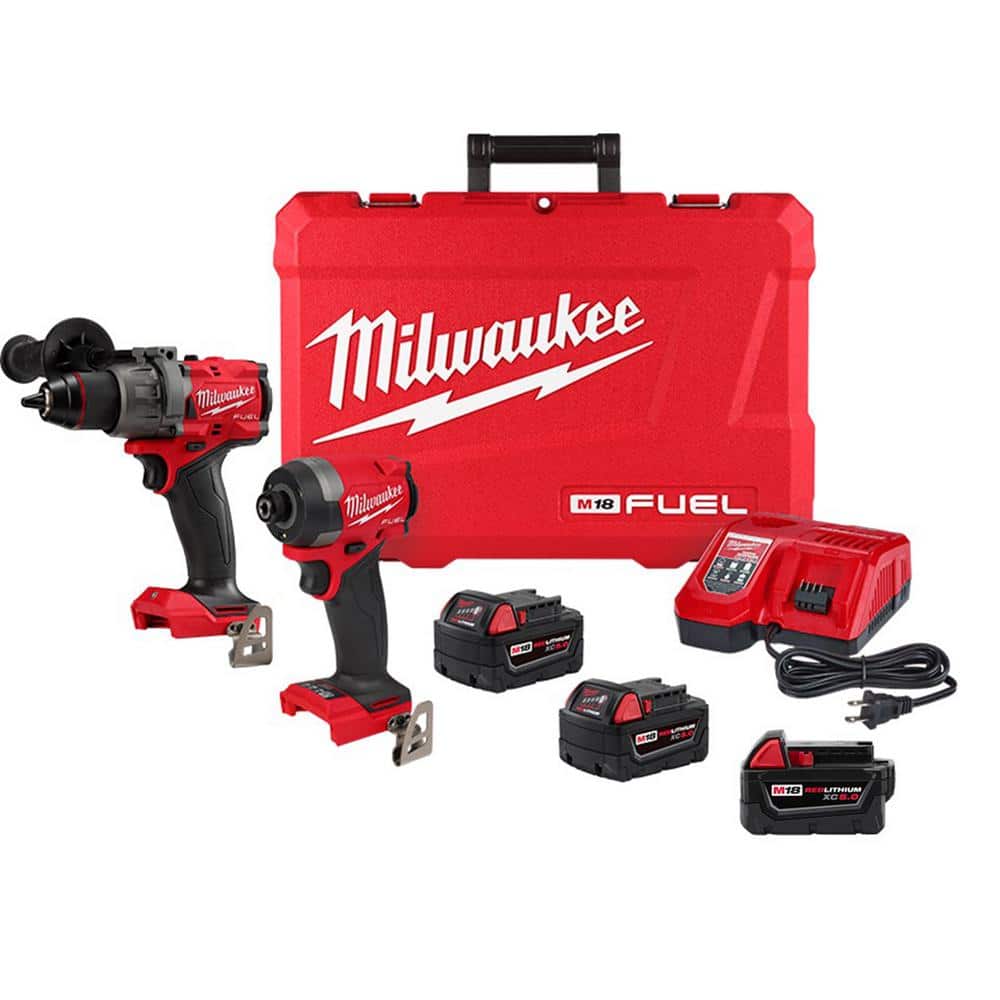 Milwaukee M18 Fuel 18-Volt Lithium-Ion Brushless Cordless Hammer Drill and Impact Driver Combo Kit (2-Tool) with 3 Batteries -  3697-22-48-50