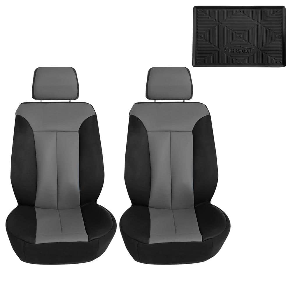 FH Group Apex90 47 in. x 1 in. x 23 in. Water-Resistant Faux Leather Car Seat Covers, Front Set for Cars, Coupes and Small SUVs, Black