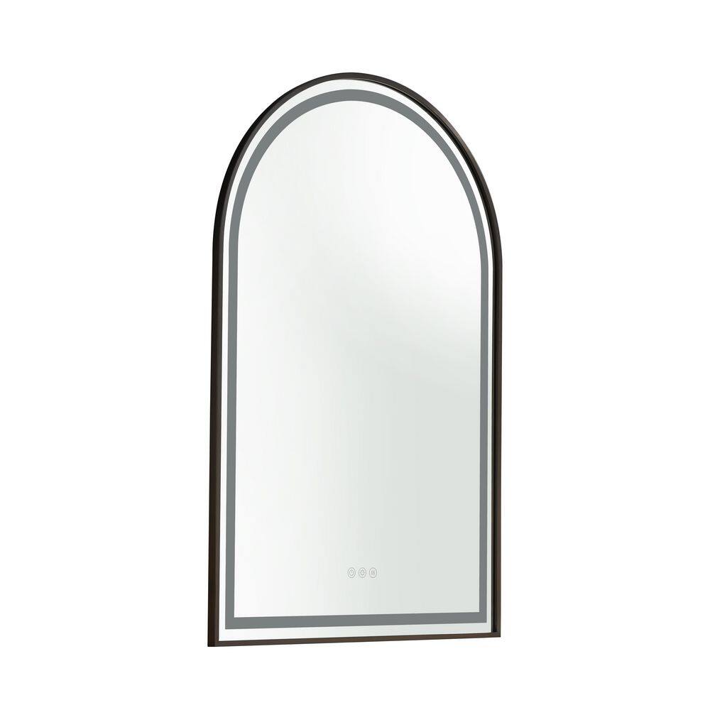39 in. W x 26 in. H Arched Rectangular Framed LED Anti-Fog Dimmable Wall Mo