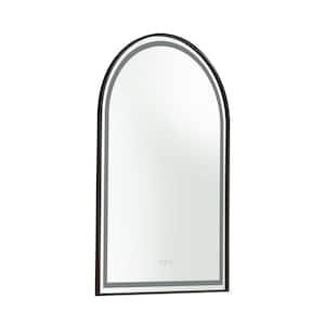 39 in. W x 26 in. H Arched Rectangular Framed LED Anti-Fog Dimmable Wall Mount Bathroom Vanity Mirror in Bronze