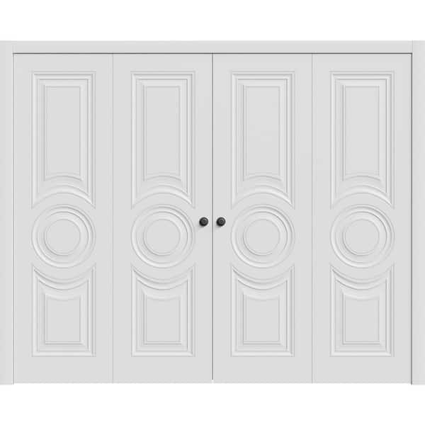 7801 96 in. x 80 in. Solid Core White Color Wood Bi-Fold Door with Hardware