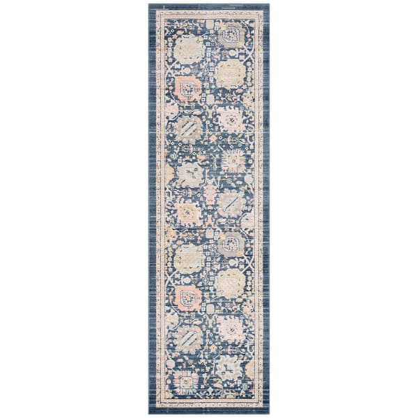 Tayse Rugs Crestwood Navy 2 ft. x 8 ft. Oriental Indoor Area Rug