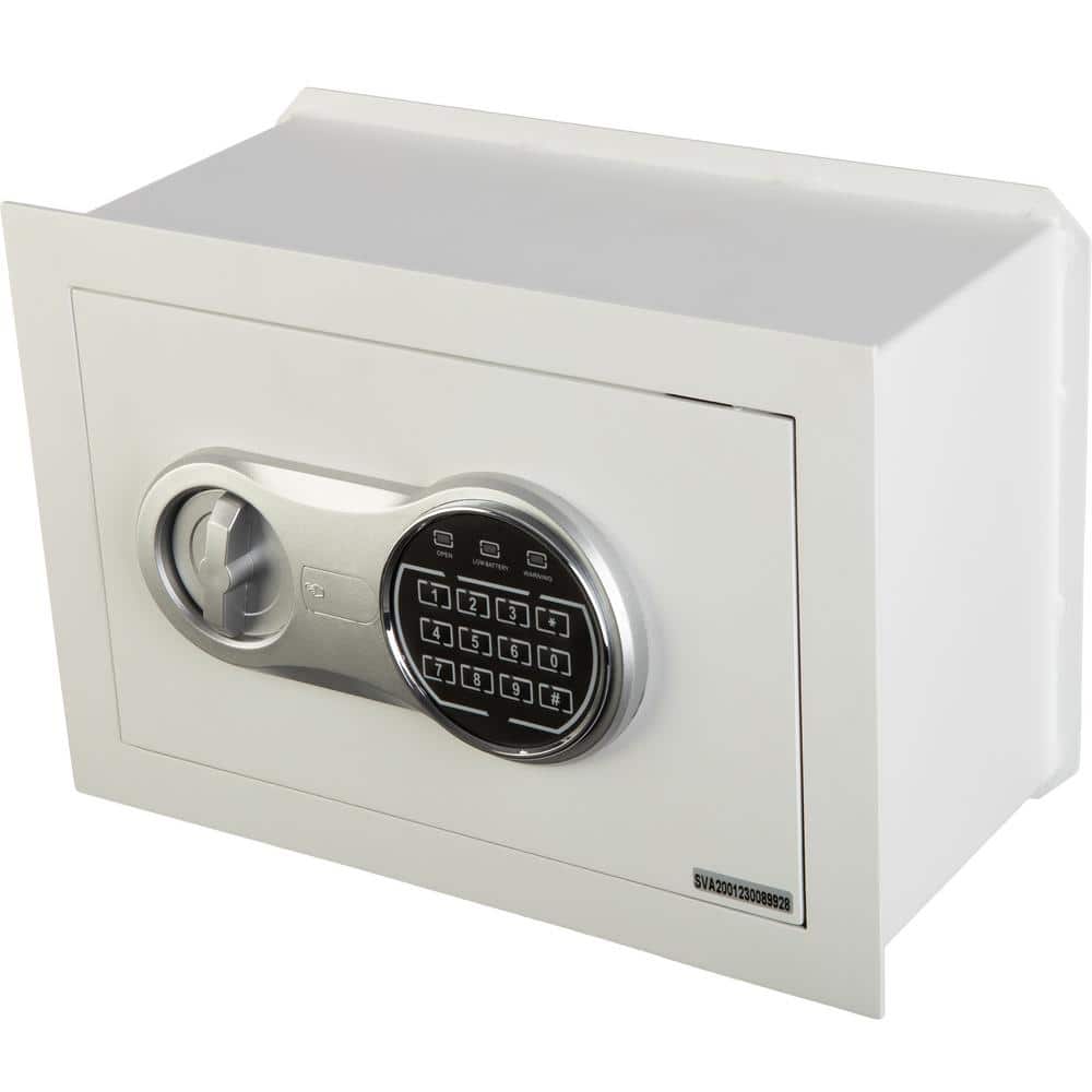 White Digital In-Wall Safe with Keypad and Override Key