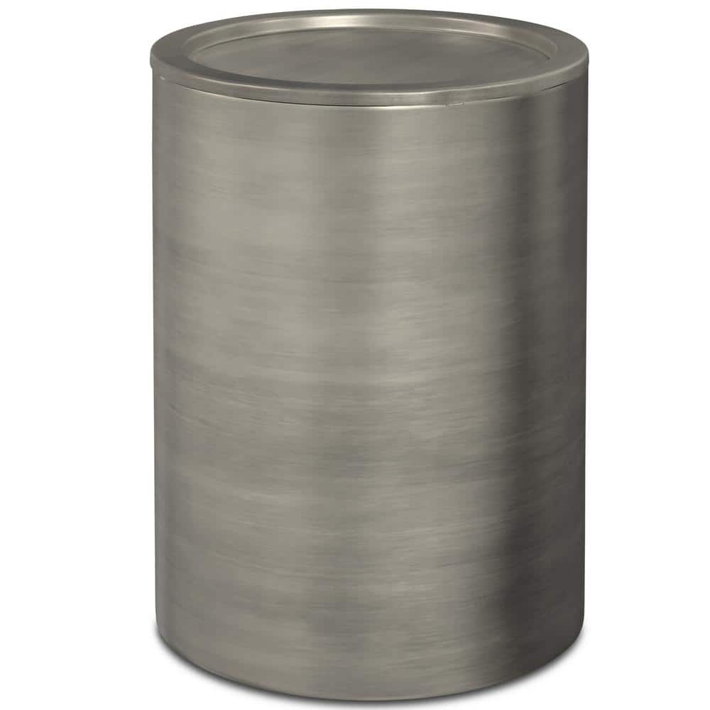 Antique Silver Smooth Finish Round Metal Side Table