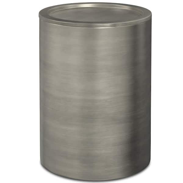 Simpli Home Corbin Industrial 16 in. Wide Metal Side Table in Antique Silver, Fully Assembled