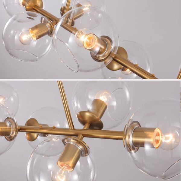 HUOKU REVERSO 8-Light 39.37 in. W Brass Chandelier with