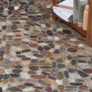 Pebble Rock Flat Crue 12 in. x 12 in. Marble Floor and Wall Tile