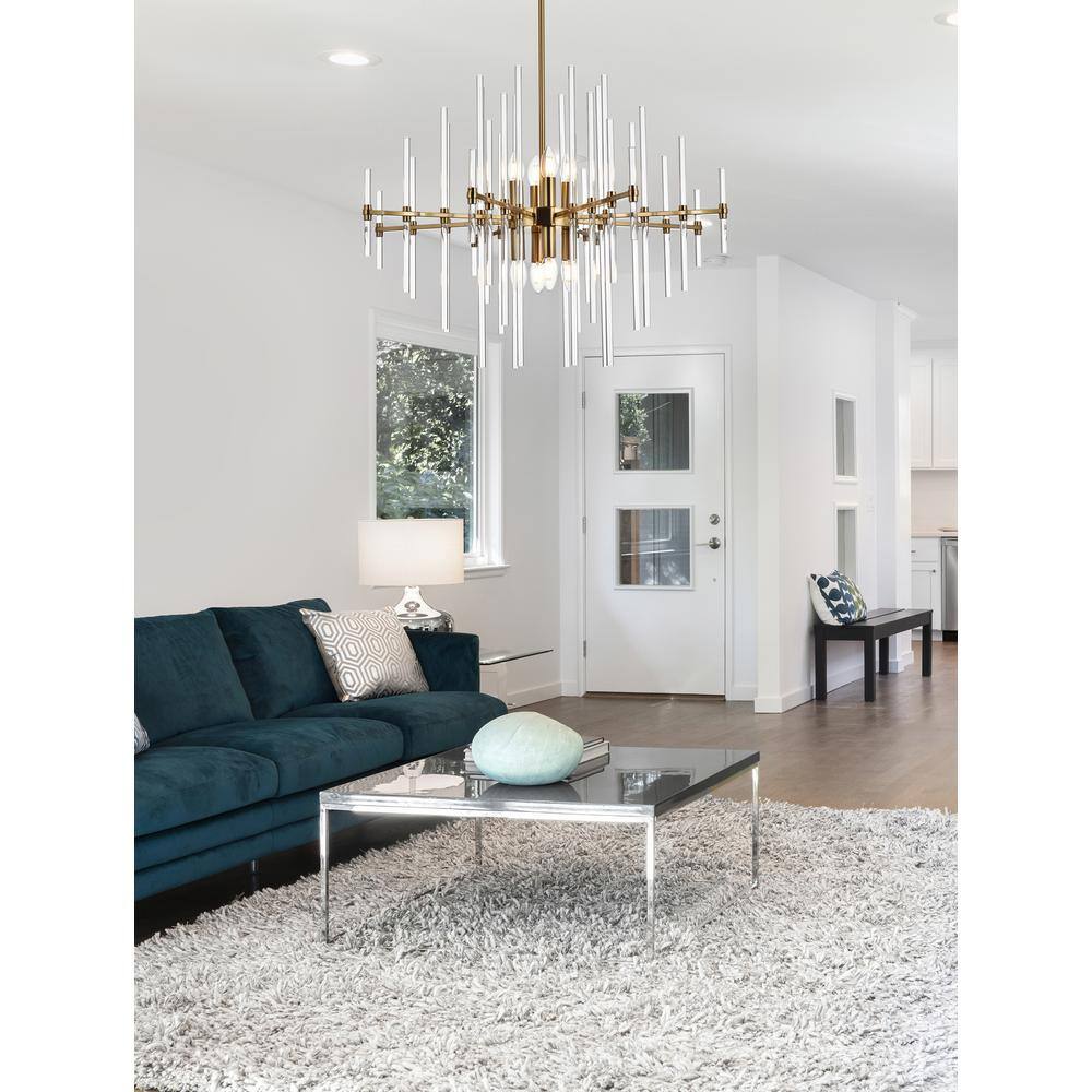 Gold Crystal Modern 8-Light Pendant with Iron and Glass