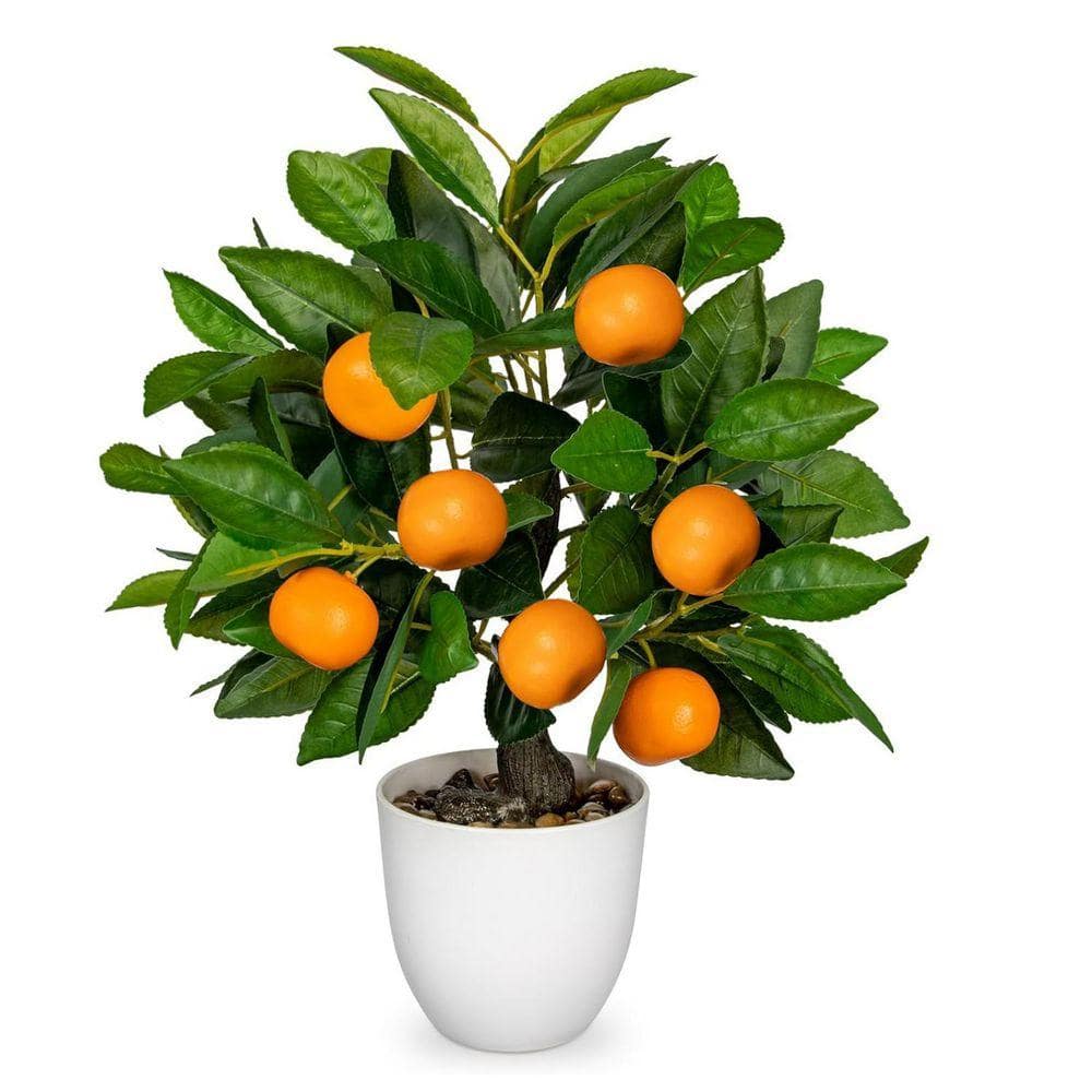 16.1 in. Fake Orange Tree with White Pot L0CH2XCBY6 - The Home Depot