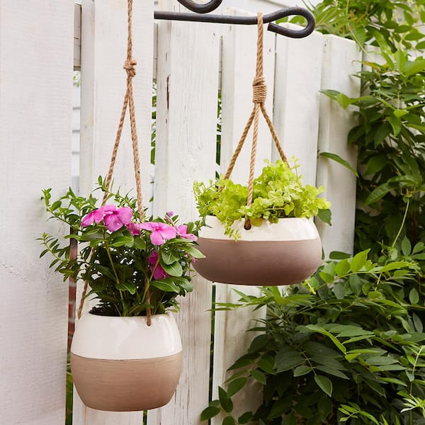 Southern Patio Havana 6 In Ceramic Hanging Planter Crm The Home Depot