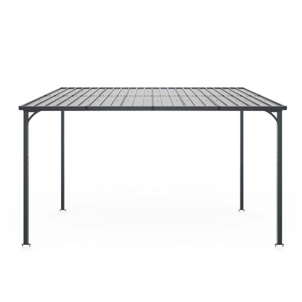 Black 8 x 12 FT Metal Inclined Roof Pergolas Waterproof Wall-mounted iron sheet shed Gazebo for Patio price history on PriceWatchPro