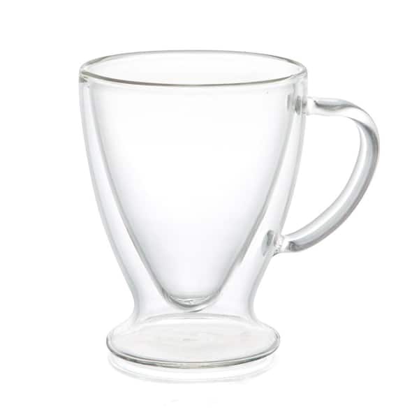 JoyJolt Declan Handled Glass Coffee Mugs, Set of 6, Large Mug Tea Glasses  for Hot or Cold Beverages 
