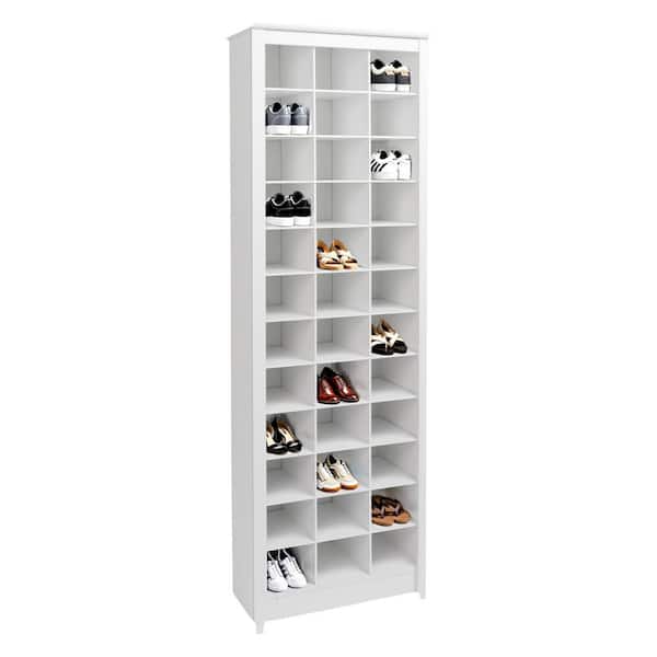 72.5 in. H x 23.5 in. W White Engineered Wood Shoe Storage Cabinet with 36-Shoe Cubbies, Entryway Shoe Storage